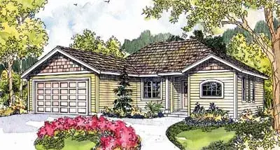 Traditional house plans 17-586 - front exterior, 1,354 sq ft, 3 bed, 2 bath house plans | Monster House Plans