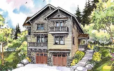 Craftsman house plans 17-587 - front exterior, 2,559 sq ft, 4 bed, 2 bath house plans | Monster House Plans