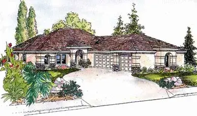 Mediterranean house plans 17-590 - front exterior, 2,619 sq ft, 2 bed, 2 bath house plans | Monster House Plans