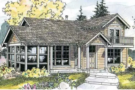 Craftsman house plans 17-594 - front exterior, 1,246 sq ft, 1 bed, 1 bath house plans | Monster House Plans