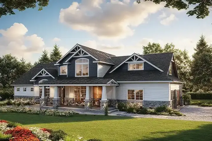 Craftsman house plans 17-602 - front exterior, 2,675 sq ft, 4 bed, 3 bath house plans | Monster House Plans