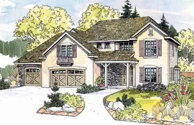 English Country house plans 17-604 - front exterior, 2,794 sq ft, 3 bed, 3 bath house plans | Monster House Plans