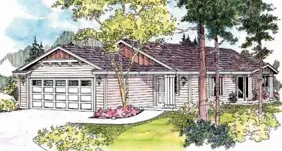 Ranch house plans 17-621 - front exterior, 1,317 sq ft, 3 bed, 2 bath house plans | Monster House Plans