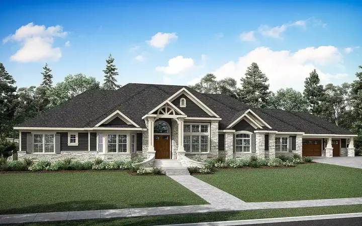 European house plans 17-630 - front exterior, 4,901 sq ft, 4 bed, 4 bath house plans | Monster House Plans