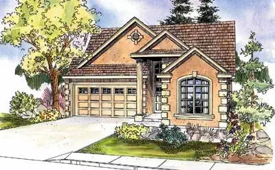 Mediterranean house plans 17-636 - front exterior, 2,011 sq ft, 3 bed, 2 bath house plans | Monster House Plans