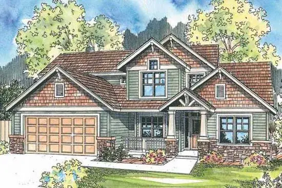 Craftsman house plans 17-638 - front exterior, 2,231 sq ft, 4 bed, 2 bath house plans | Monster House Plans