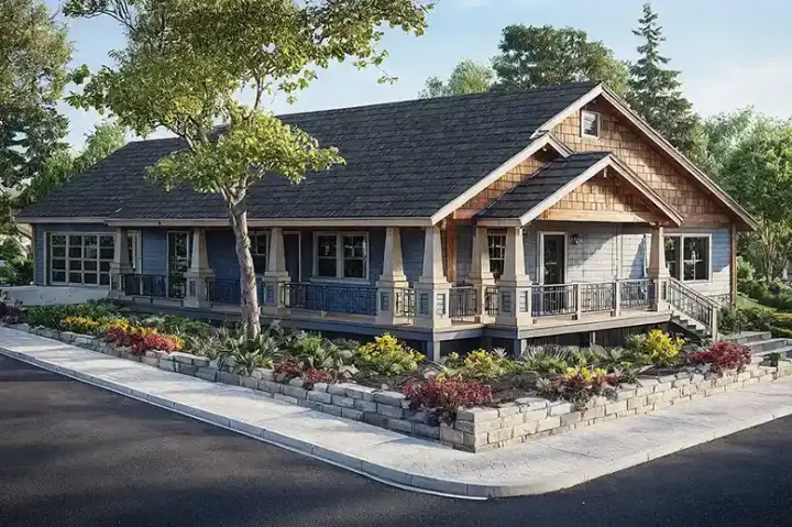 Craftsman house plans 17-650 - front exterior, 1,265 sq ft, 3 bed, 2 bath house plans | Monster House Plans