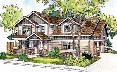 Craftsman house plans 17-656 - front exterior, 1,558 sq ft, 3 bed, 2 bath house plans | Monster House Plans