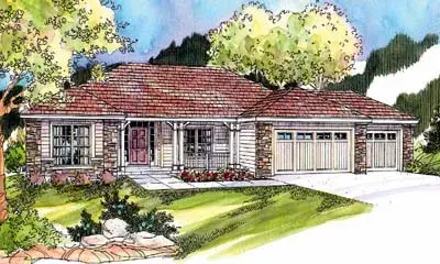 Ranch house plans 17-662 - front exterior, 2,316 sq ft, 3 bed, 2 bath house plans | Monster House Plans