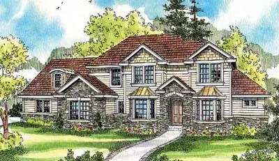 Traditional house plans 17-672 - front exterior, 3,343 sq ft, 4 bed, 3 bath house plans | Monster House Plans