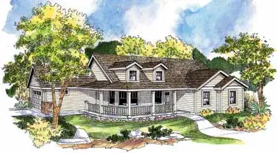Country house plans 17-673 - front exterior, 1,506 sq ft, 3 bed, 2 bath house plans | Monster House Plans