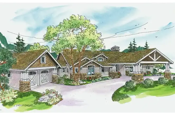 Craftsman house plans 17-691 - front exterior, 3,199 sq ft, 2 bed, 2 bath house plans | Monster House Plans