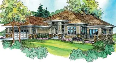Contemporary house plans 17-694 - front exterior, 2,538 sq ft, 2 bed, 2 bath house plans | Monster House Plans
