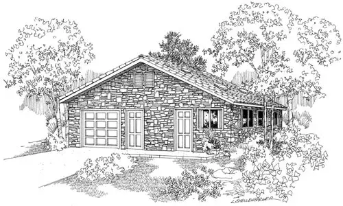 Country house plans 17-695 - front exterior, 704 sq ft, 0 bed, 0 bath house plans | Monster House Plans