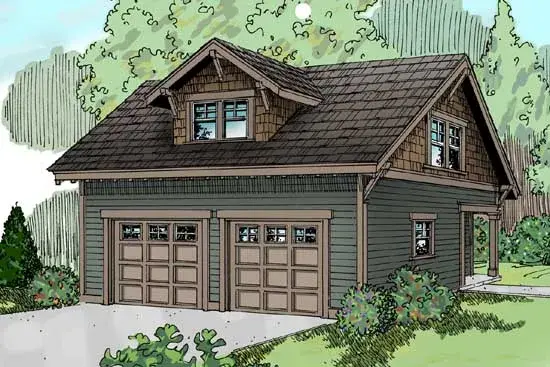Craftsman house plans 17-701 - front exterior, 1,421 sq ft, 0 bed, 1 bath house plans | Monster House Plans