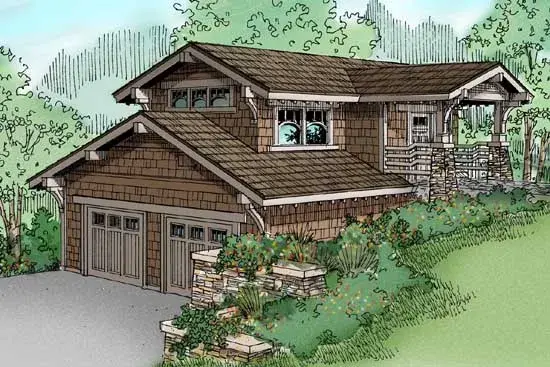 Craftsman house plans 17-702 - front exterior, 1,455 sq ft, 0 bed, 1 bath house plans | Monster House Plans