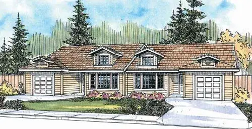 Bungalow house plans 17-729 - front exterior, 1,864 sq ft, 4 bed, 2 bath house plans | Monster House Plans