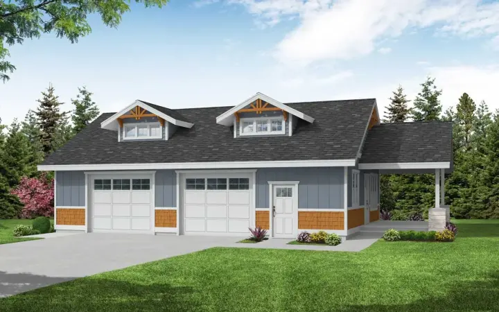 Craftsman house plans 17-746 - front exterior, 1,176 sq ft, 0 bed, 1 bath house plans | Monster House Plans