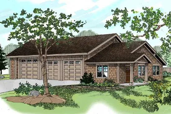 Craftsman house plans 17-753 - front exterior, 693 sq ft, 0 bed, 1 bath house plans | Monster House Plans
