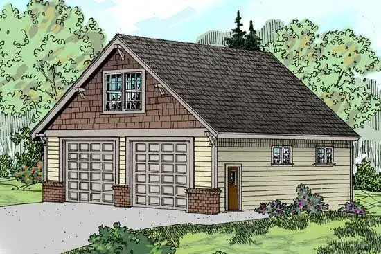 Craftsman house plans 17-755 - front exterior, 657 sq ft, 0 bed, 0 bath house plans | Monster House Plans