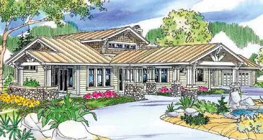 Craftsman house plans 17-772 - front exterior, 3,086 sq ft, 2 bed, 2 bath house plans | Monster House Plans