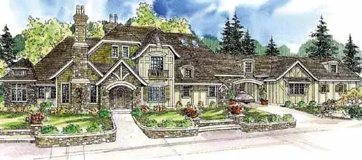 European house plans 17-783 - front exterior, 5,024 sq ft, 3 bed, 2 bath house plans | Monster House Plans