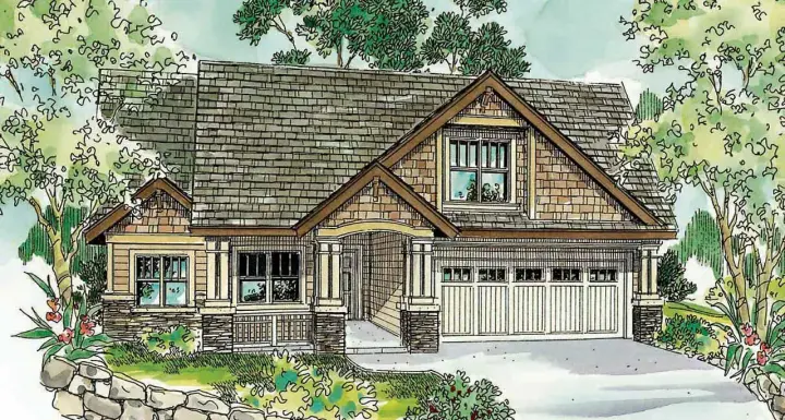 Craftsman house plans 17-785 - front exterior, 2,264 sq ft, 3 bed, 2 bath house plans | Monster House Plans
