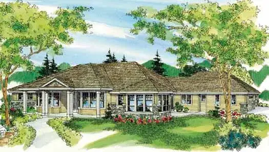Traditional house plans 17-787 - front exterior, 3,617 sq ft, 3 bed, 2 bath house plans | Monster House Plans