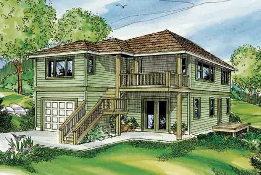 Northwest house plans 17-792 - front exterior, 2,041 sq ft, 2 bed, 2 bath house plans | Monster House Plans
