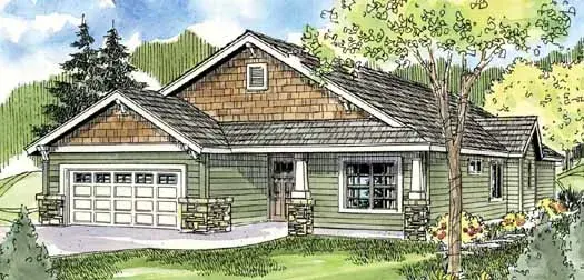 Craftsman house plans 17-797 - front exterior, 1,610 sq ft, 3 bed, 2 bath house plans | Monster House Plans