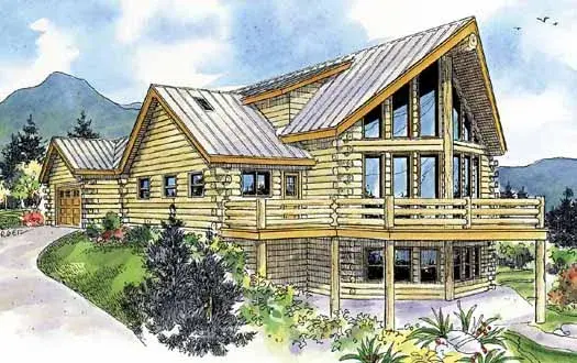 Contemporary house plans 17-801 - front exterior, 1,987 sq ft, 2 bed, 2 bath house plans | Monster House Plans