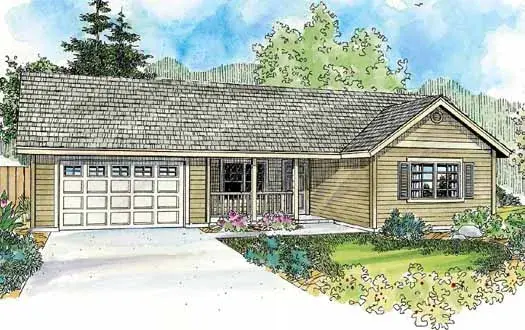 Ranch house plans 17-804 - front exterior, 1,434 sq ft, 3 bed, 2 bath house plans | Monster House Plans