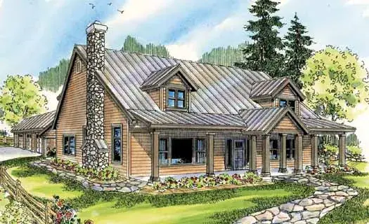 Mountain Rustic house plans 17-806 - front exterior, 2,886 sq ft, 3 bed, 2 bath house plans | Monster House Plans