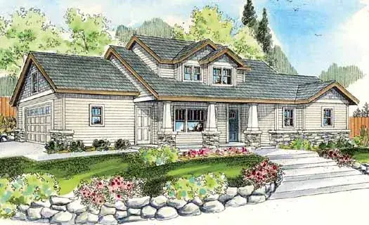 Craftsman house plans 17-807 - front exterior, 1,701 sq ft, 3 bed, 2 bath house plans | Monster House Plans