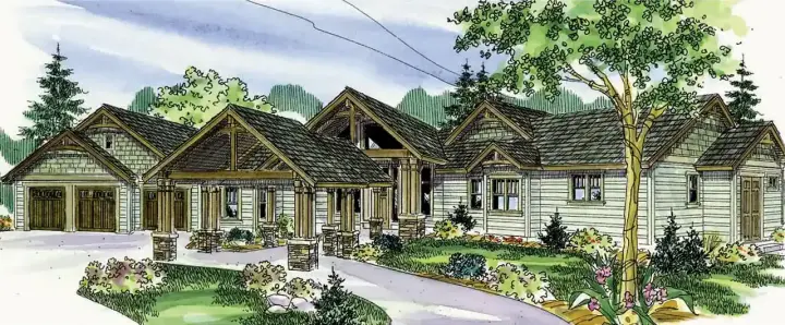 Northwest house plans 17-812 - front exterior, 3,537 sq ft, 3 bed, 3 bath house plans | Monster House Plans