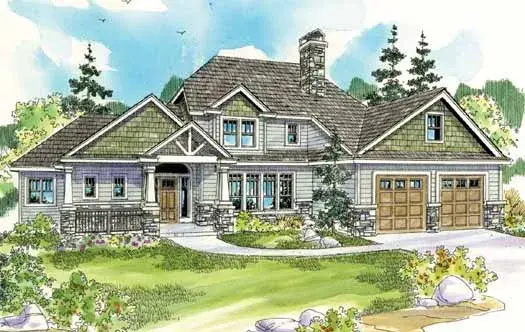 Craftsman house plans 17-813 - front exterior, 3,232 sq ft, 3 bed, 3 bath house plans | Monster House Plans