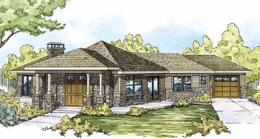 Traditional house plans 17-820 - front exterior, 2,303 sq ft, 2 bed, 2 bath house plans | Monster House Plans