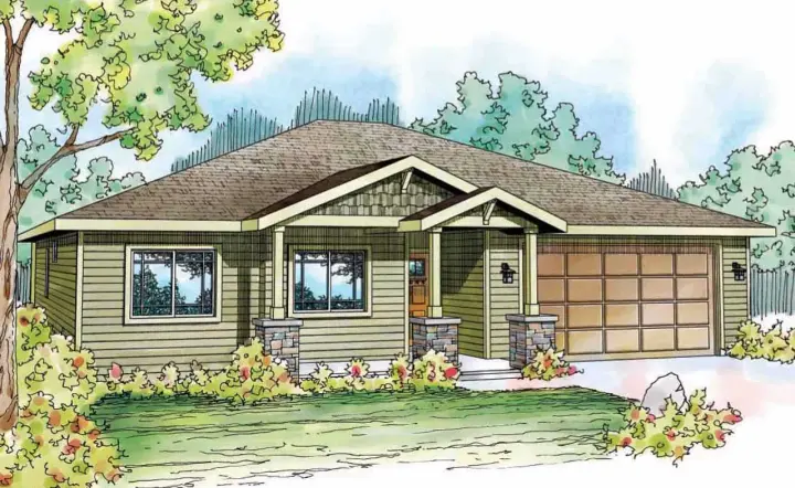 Craftsman house plans 17-832 - front exterior, 1,501 sq ft, 3 bed, 2 bath house plans | Monster House Plans