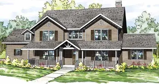Country house plans 17-834 - front exterior, 3,588 sq ft, 4 bed, 4 bath house plans | Monster House Plans