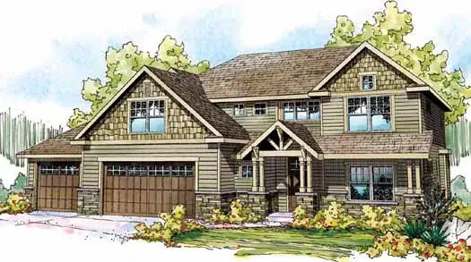 Craftsman house plans 17-840 - front exterior, 2,838 sq ft, 4 bed, 3 bath house plans | Monster House Plans