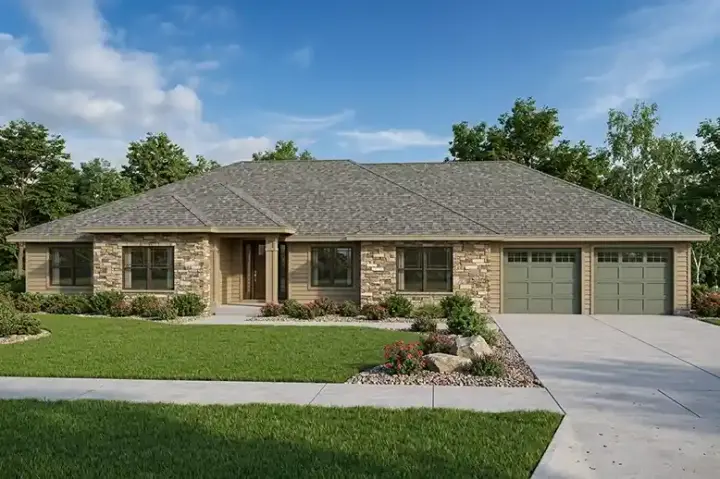 Traditional house plans 17-844 - front exterior, 3,000 sq ft, 4 bed, 3 bath house plans | Monster House Plans