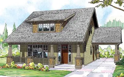 Bungalow house plans 17-851 - front exterior, 2,026 sq ft, 3 bed, 3 bath house plans | Monster House Plans