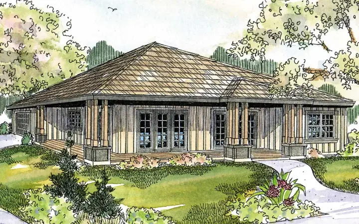 Country house plans 17-855 - front exterior, 1,808 sq ft, 3 bed, 2 bath house plans | Monster House Plans