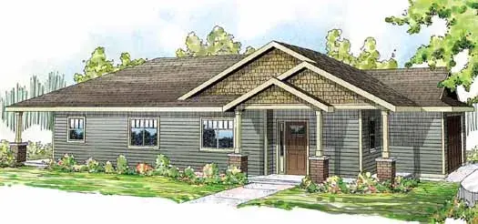 Craftsman house plans 17-858 - front exterior, 1,473 sq ft, 3 bed, 2 bath house plans | Monster House Plans