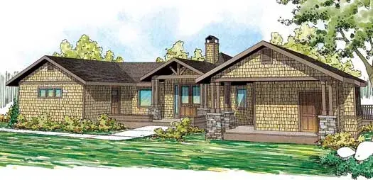 Craftsman house plans 17-859 - front exterior, 2,404 sq ft, 3 bed, 2 bath house plans | Monster House Plans