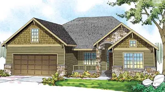 Craftsman house plans 17-868 - front exterior, 2,433 sq ft, 2 bed, 1 bath house plans | Monster House Plans