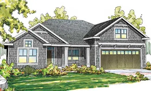 Craftsman house plans 17-869 - front exterior, 2,320 sq ft, 2 bed, 1 bath house plans | Monster House Plans