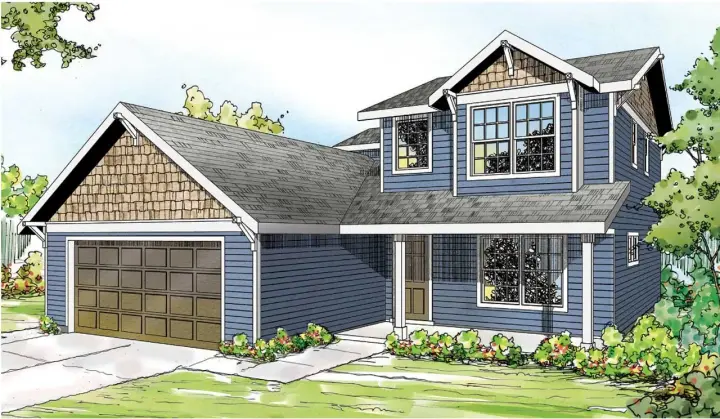 Craftsman house plans 17-882 - front exterior, 1,521 sq ft, 4 bed, 2 bath house plans | Monster House Plans