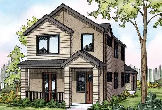 Contemporary house plans 17-885 - front exterior, 2,057 sq ft, 3 bed, 2 bath house plans | Monster House Plans