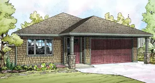 Traditional house plans 17-888 - front exterior, 1,737 sq ft, 3 bed, 2 bath house plans | Monster House Plans